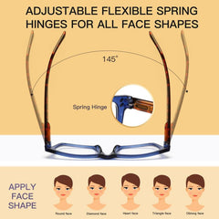 Light Blocking Reading Glasses Square Frame Computer Readers