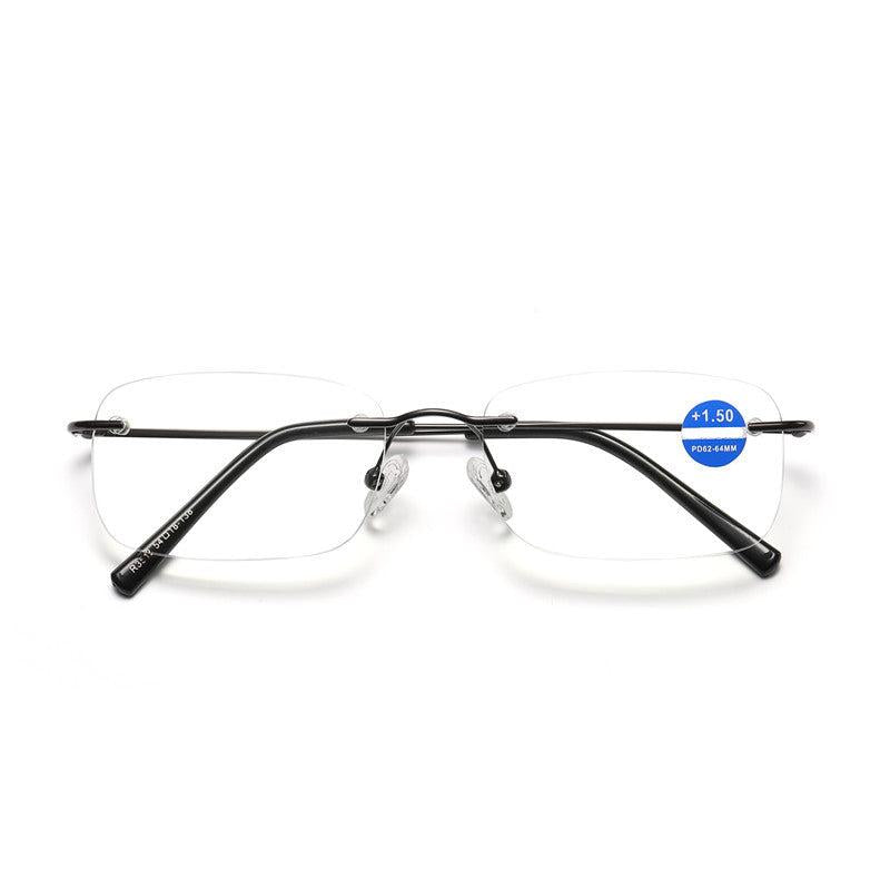 RL3512 Metal Squared Frame Rimless Light Blocking Reading Glasses