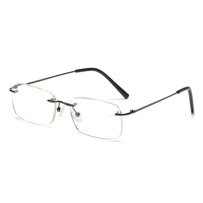RL3512 Metal Squared Frame Rimless Light Blocking Reading Glasses