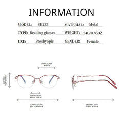 Metal Full Frame Reading Glasses 1pc 1.0-4.0 Strength
