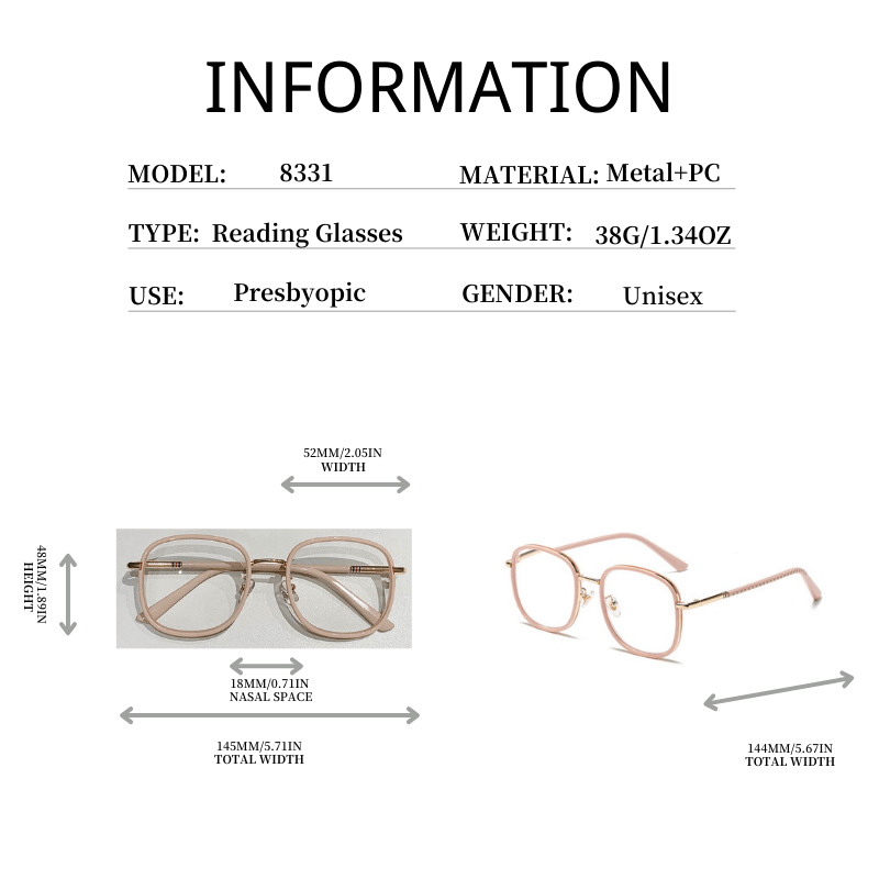Metal Frame Presbyopia Reading Eyeglasses 1.0-4.0 Diopters
