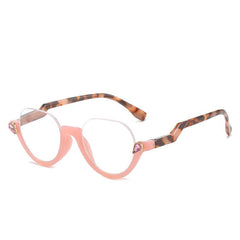 Plastic Half Rim Frame Reading Glasses Spring Hinges Flexible Temples