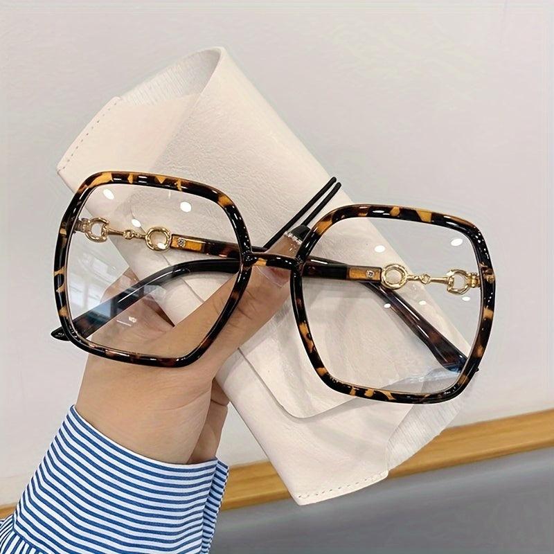 Oversized Square Glasses Retro Women Metal Frame Optical Computer Glasses