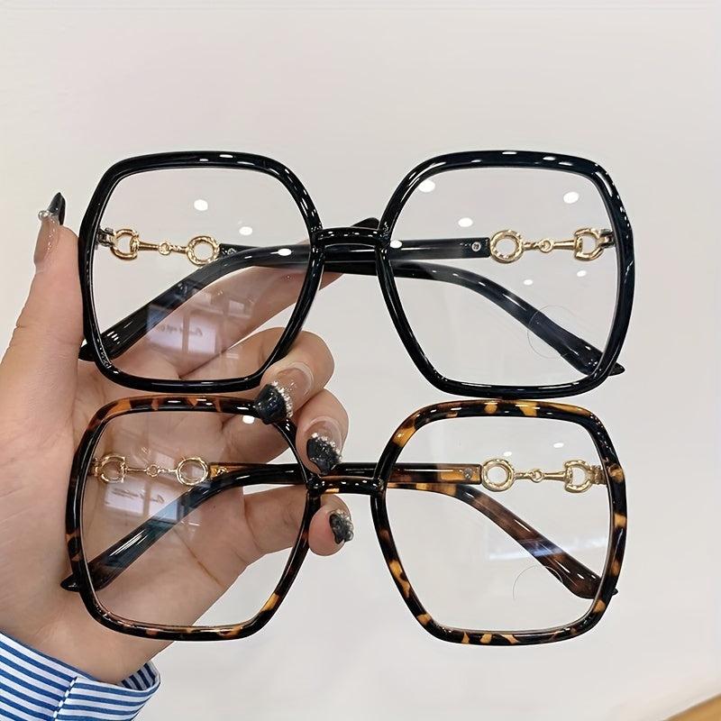 Oversized Square Glasses Retro Women Metal Frame Optical Computer Glasses