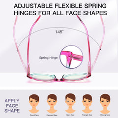Cat Eye Reading Glasses Spring Hinges Light Blocking Crystal Shape Eyeglasses
