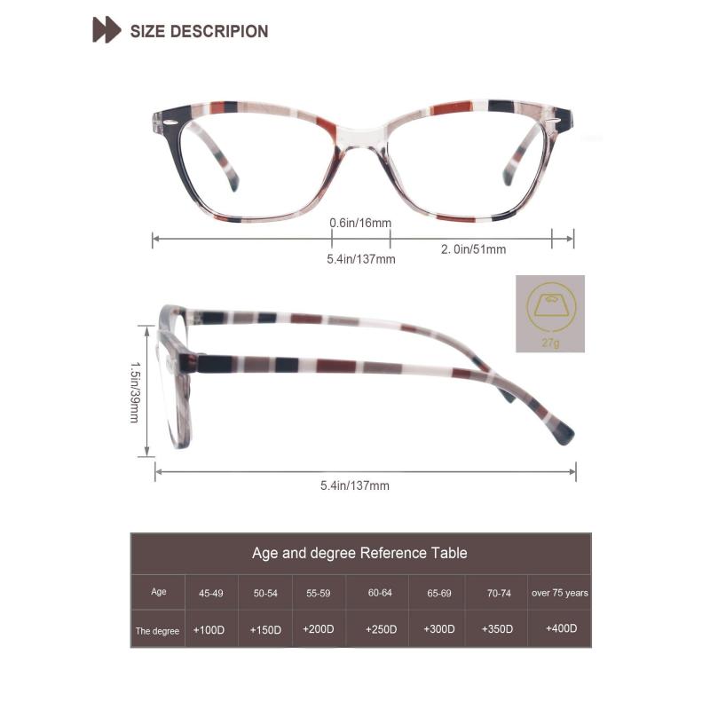 4Pack Women Reading Glasses Cat Eye Pattern Lightweight Blacking Glasses