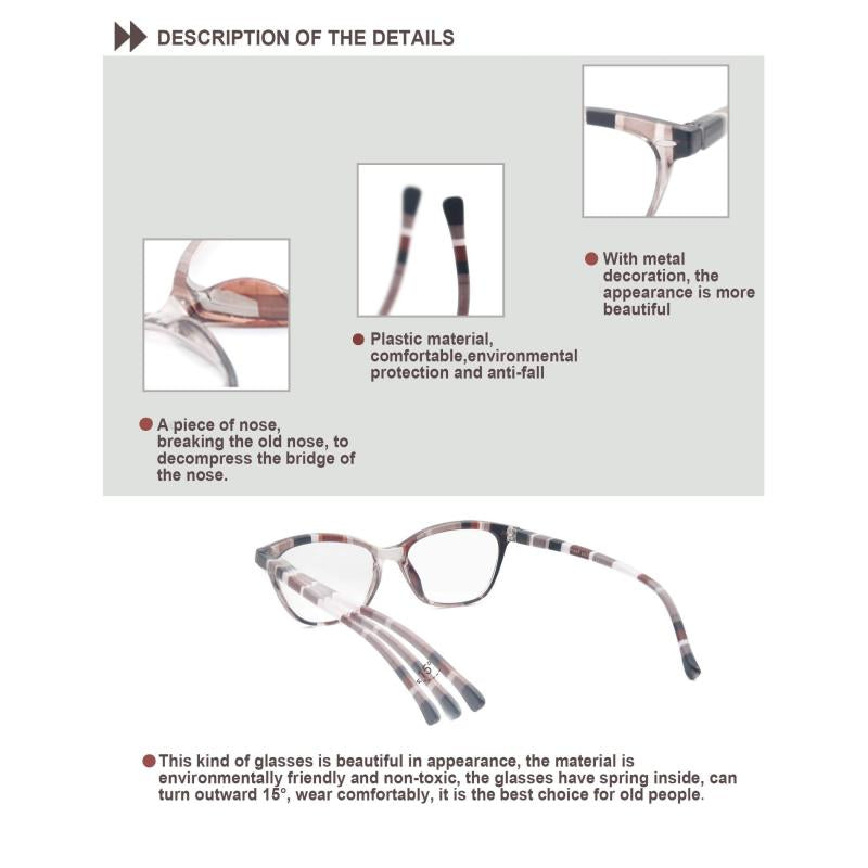 4Pack Women Reading Glasses Cat Eye Pattern Lightweight Blacking Glasses