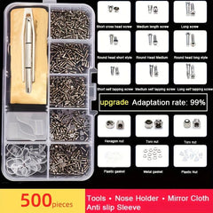Glasses Repair Kit 250pcs - Nose Holders, Screwdriver - Repair Products