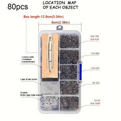 Glasses Repair Kit 250pcs - Nose Holders, Screwdriver - Repair Products