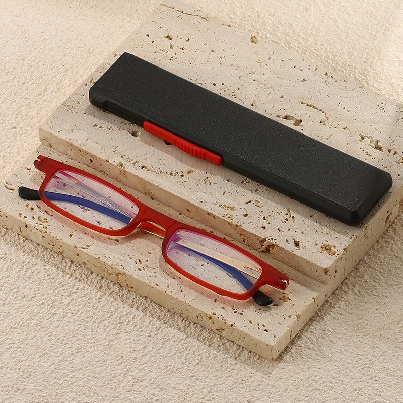 Metal Squared Frame Portable Presbyopia Corrective Eyeglasses