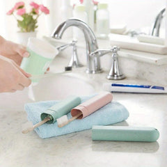 3pcs Wheat Straw Toothbrush Storage Case Portable Travel Mouthwash Brushing Cup