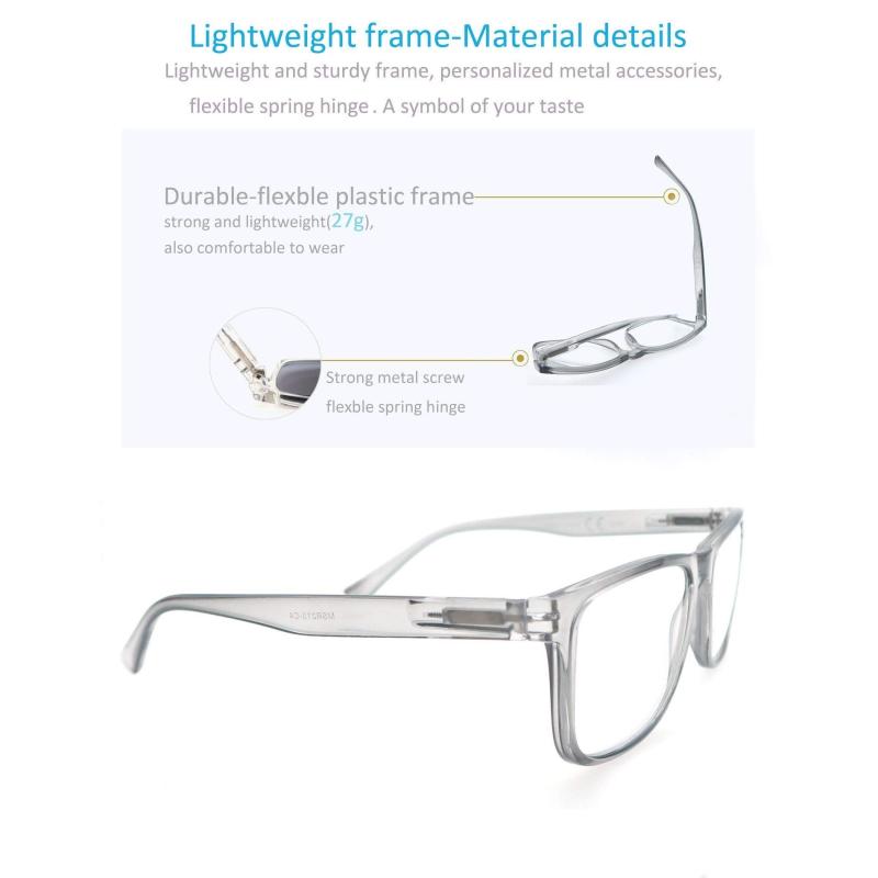 Large Square Readers Light Blocking Glasses Wide Fit Cheaters