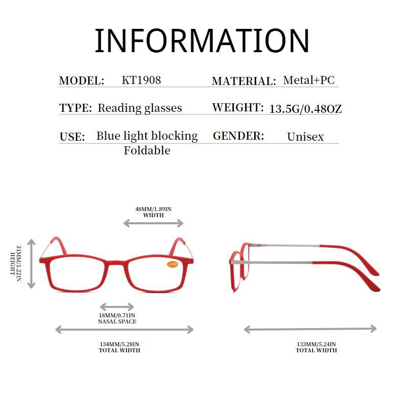 Metal Frame Portable Reading Glasses with Case Sticker