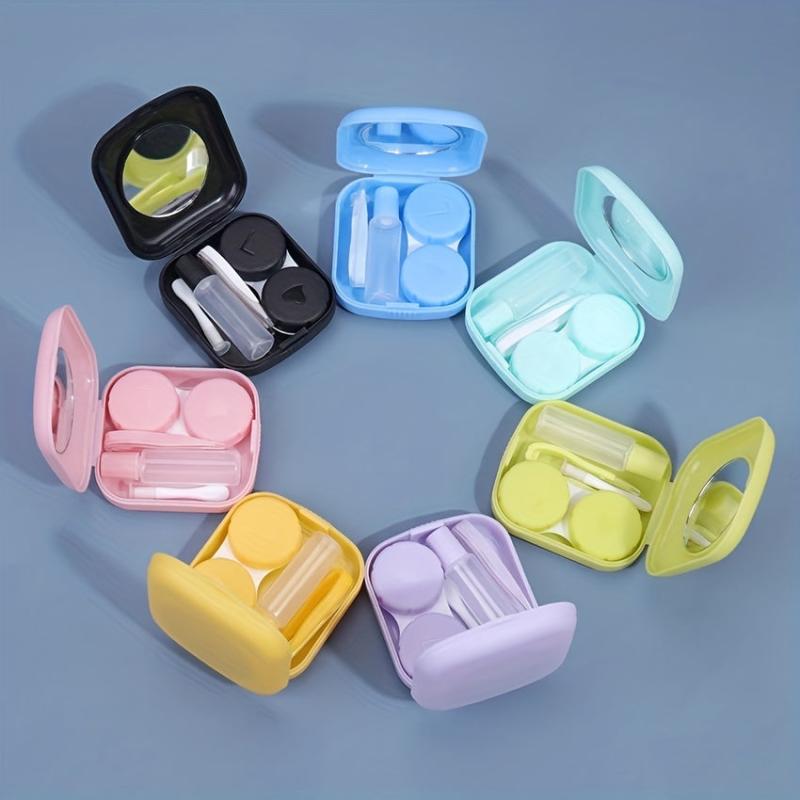 1pc Lens Case Plastic Lens Companion Case With Mirror Mini Compact Lens Case