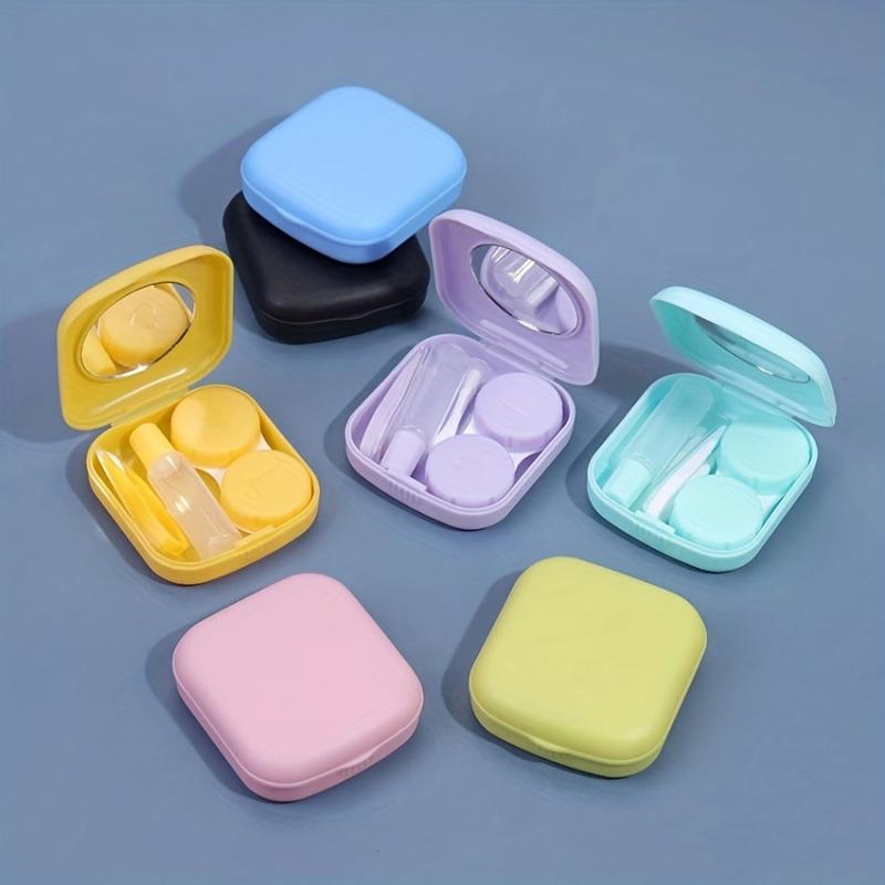 1pc Lens Case Plastic Lens Companion Case With Mirror Mini Compact Lens Case