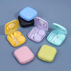 1pc Lens Case Plastic Lens Companion Case With Mirror Mini Compact Lens Case