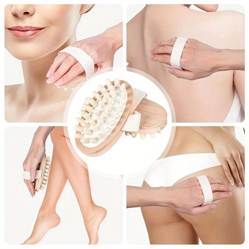 Wooden Body Brush Hand Held Massager Head Scalp Massage Tool