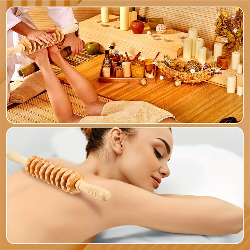 Wood Massager Straight Nine Wheels For Muscle Relaxation