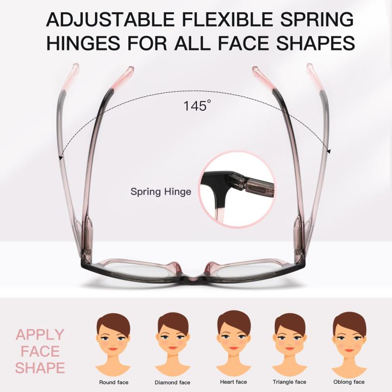 4Pack Reading Glasses Light Blocking Square Computer Readers For Women & Men