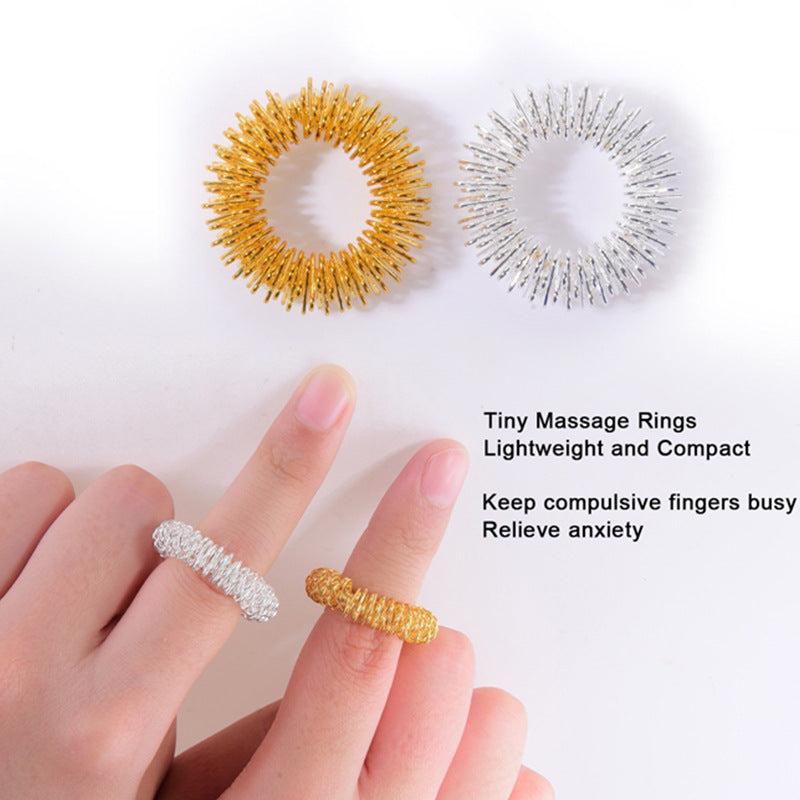 10pcs Acupressure Finger Massage Rings for Stress & Anxiety Relief