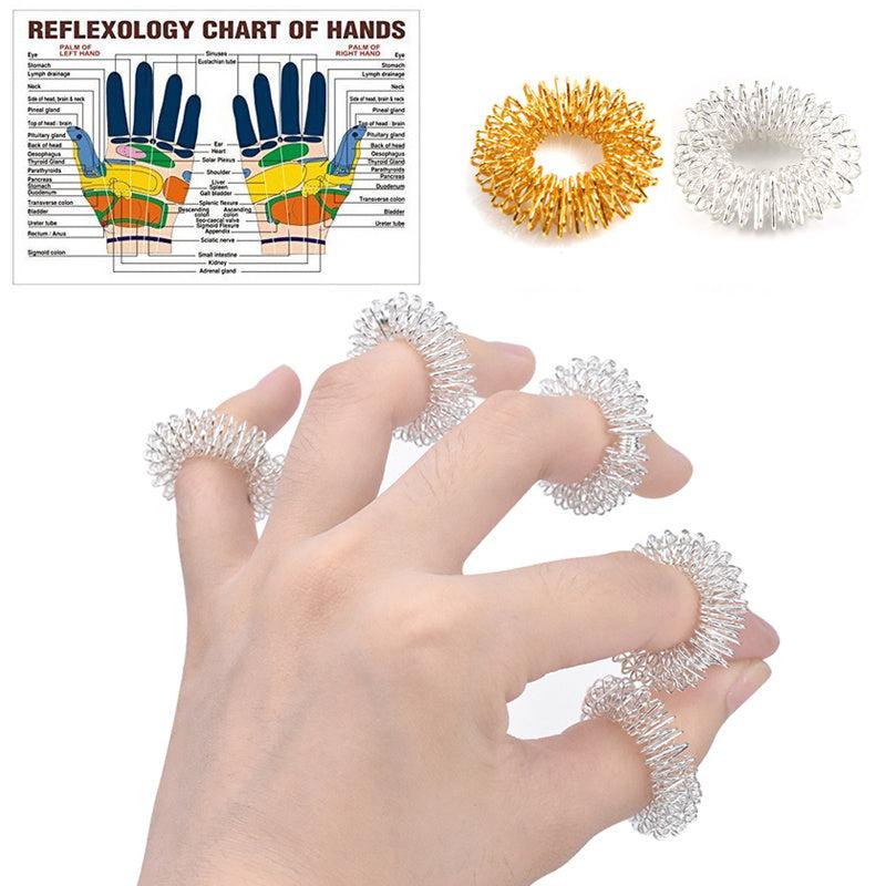 10pcs Acupressure Finger Massage Rings for Stress & Anxiety Relief