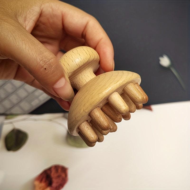 Wood Mushroom Shape Manual Massager Full Body Use