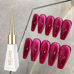 Ruby Red Glitter Magnetic Gel Nail Polish Cat Eye Finish