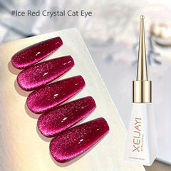 Ruby Red Glitter Magnetic Gel Nail Polish Cat Eye Finish
