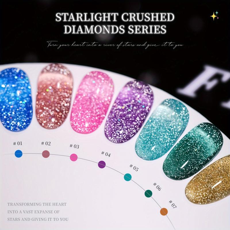 Sparkling Holographic Gel Nail Polish 10ml Reflective Diamond Shine Soak Off UV