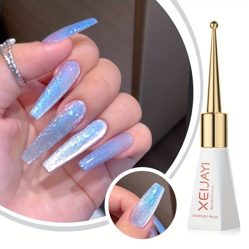 XIEJIAYI UV Gel Nail Polish Heart Patterned Shimmery Finish