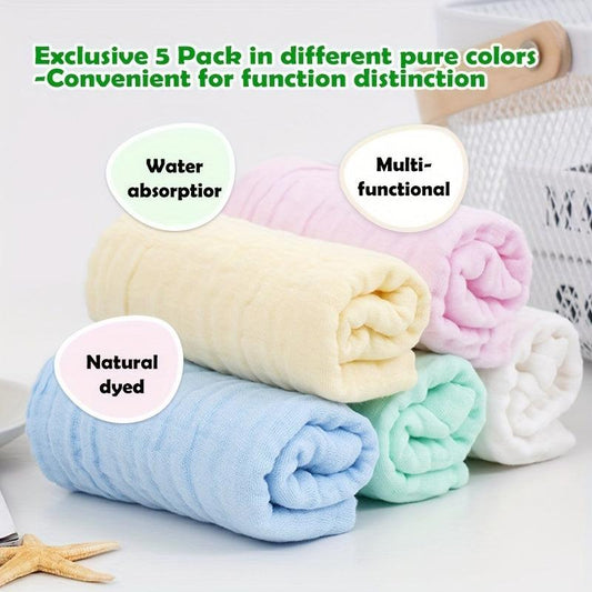 Soft & Absorbent Muslin Cotton Baby Washcloths - Pack of 5