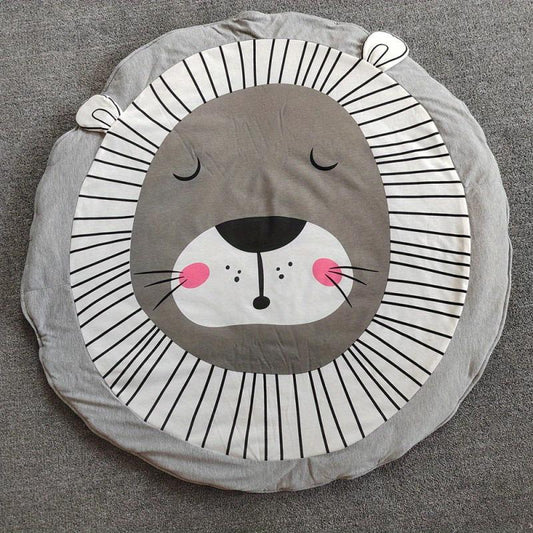 3D Animal Round Crawling Mat Baby Play Mat with Cotton Liner & Zipper