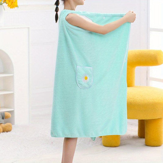 Kids Wearable Bathrobe Long Wrap Pajamas Coral Velvet Absorbent Bath Towel