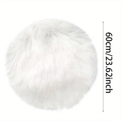 Soft Faux Wool Rug Round Chair Seat Cushion for Desk Chair or Office Chair
