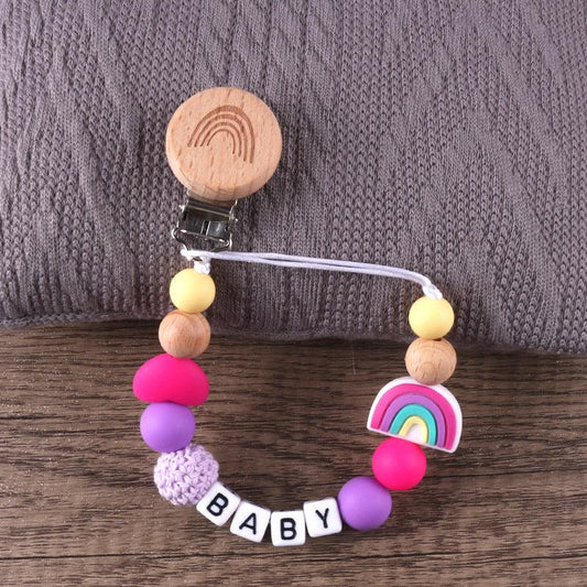 Rainbow Beech Clip Baby Silicone Puffer Chain - Cute and Colorful Accessory