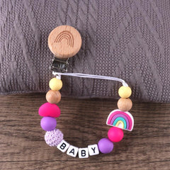Rainbow Beech Clip Baby Silicone Puffer Chain - Cute and Colorful Accessory