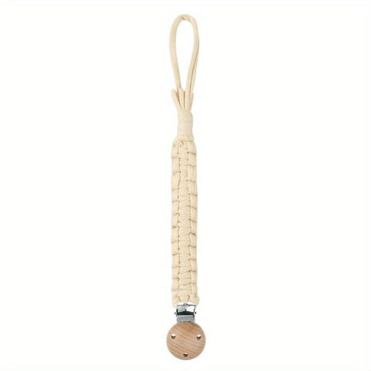 Vintage Crochet Baby Pacifier Clip Beech Wood Pacifier Chain DIY Dummy Holder