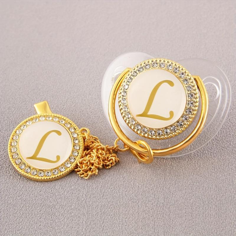 26 Letter Bling Pacifier & Chain Set for Babies