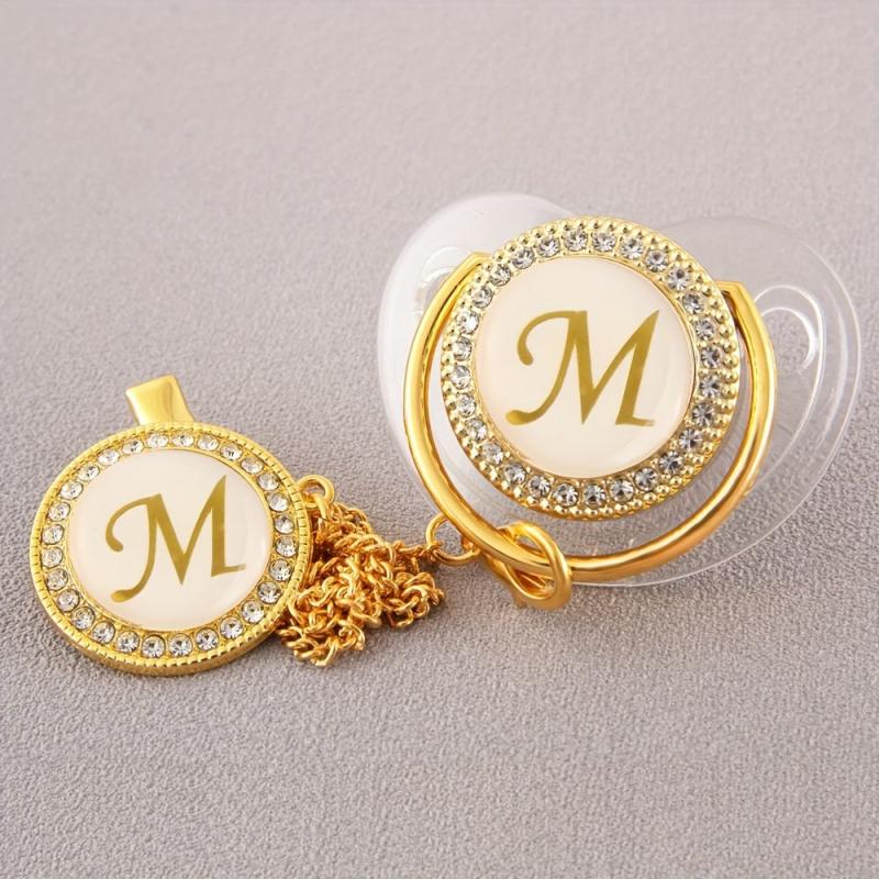 26 Letter Bling Pacifier & Chain Set for Babies