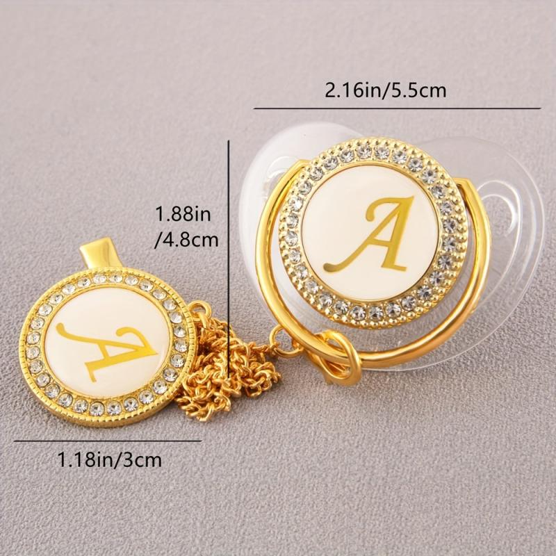 26 Letter Bling Pacifier & Chain Set for Babies