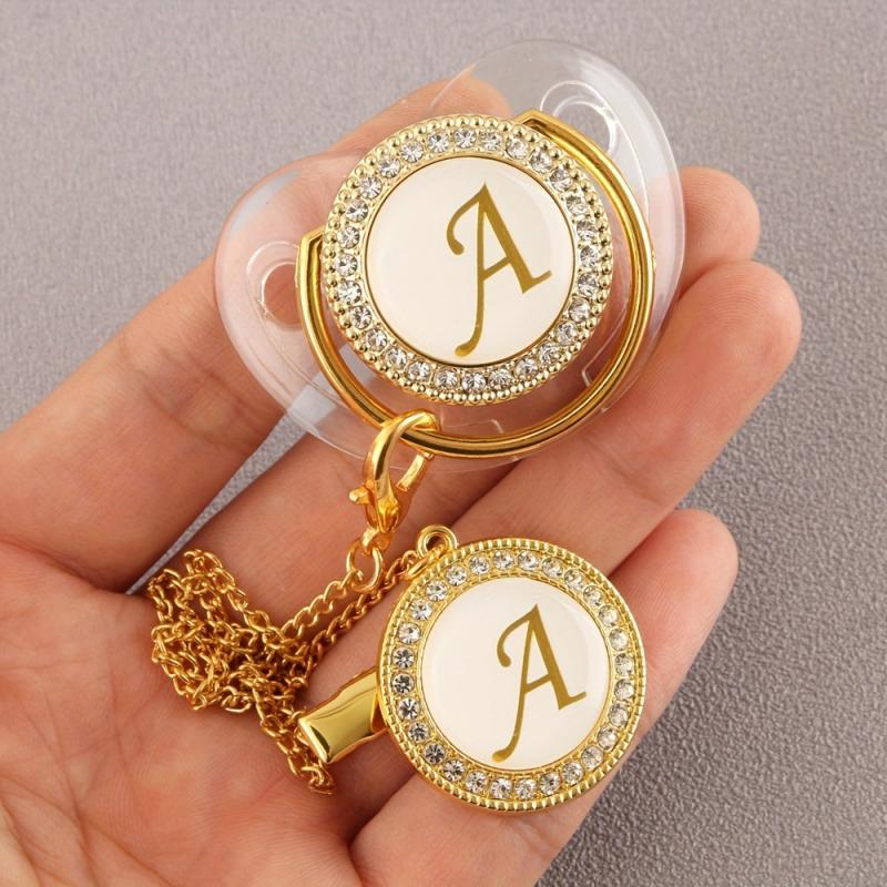 26 Letter Bling Pacifier & Chain Set for Babies