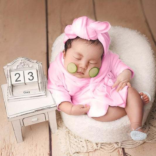 2pcs Baby Photo Bath Suit Thickened Bathrobe Prop