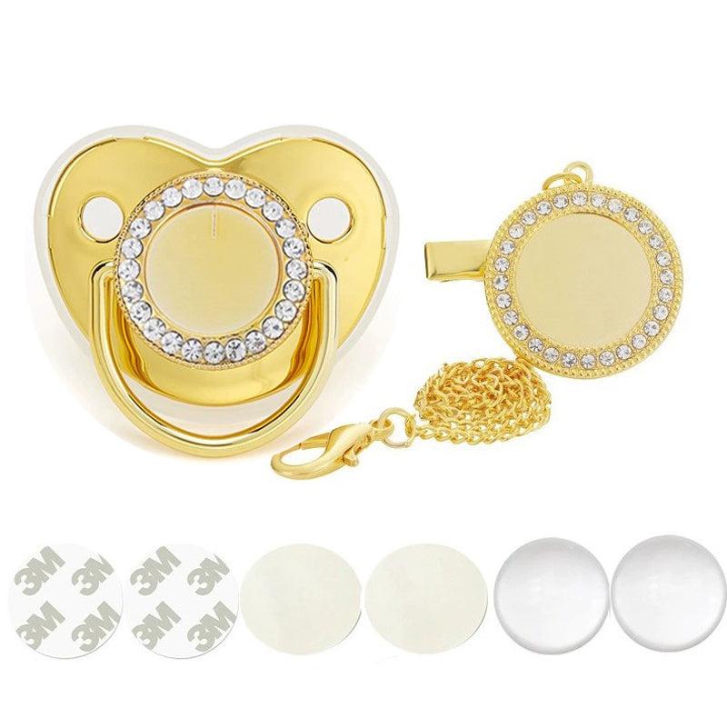 Golden Sublimation Pacifier Bling for Babies