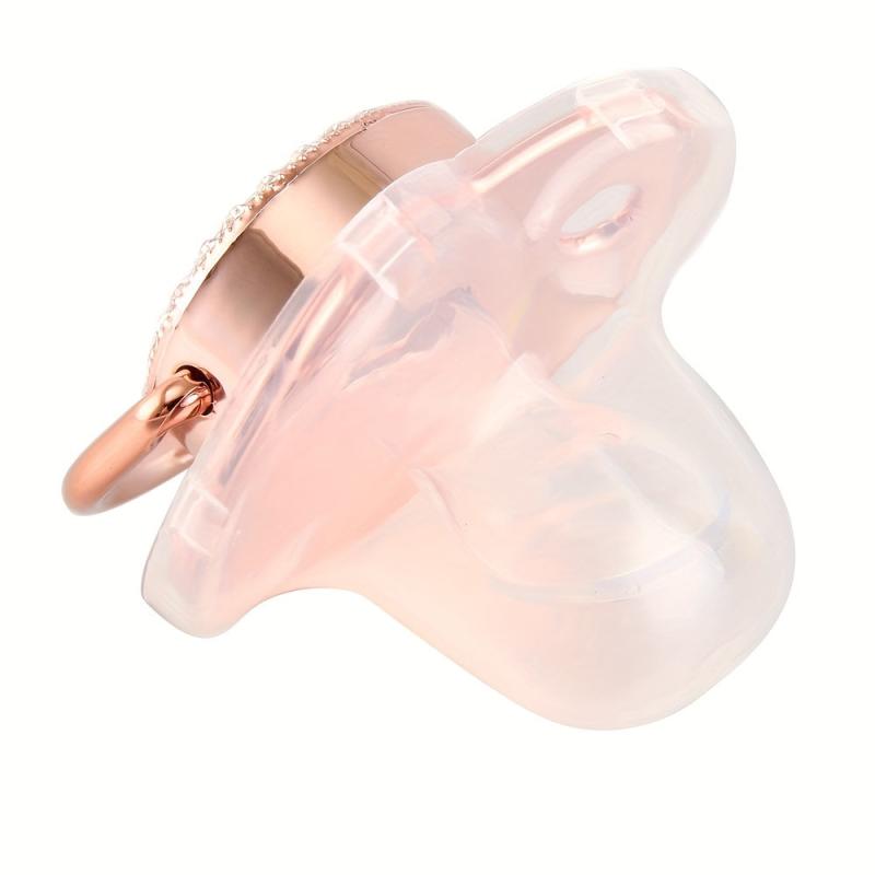 Rose Golden Crown Pacifier with Chain Clip