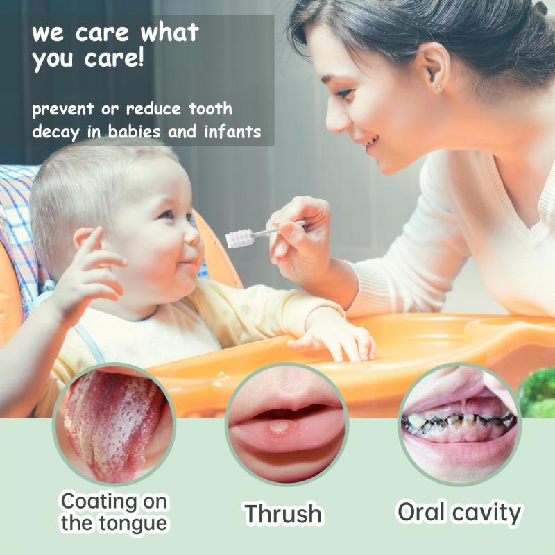60 Baby Gauze Toothbrush 100 Medical Cotton Brush Head Soft Tongue Cleaning