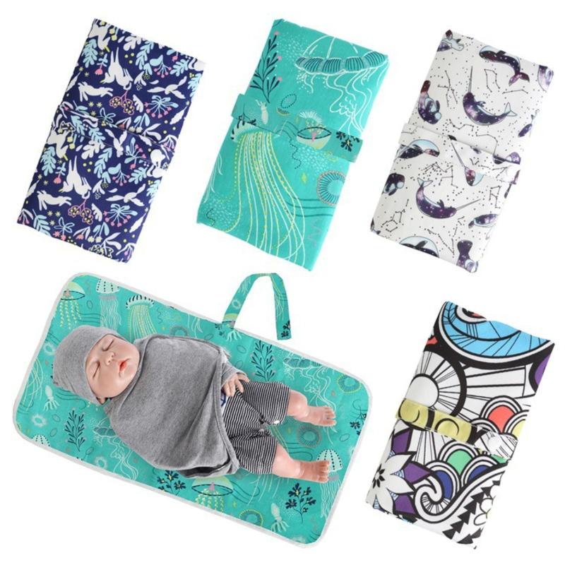Baby Diaper Changing Pad European And American Printed Baby Out Diaper Pad