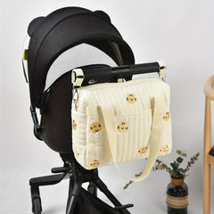 Embroidered Mommy Bag Large Diaper Bag Milk Bottle Organizer