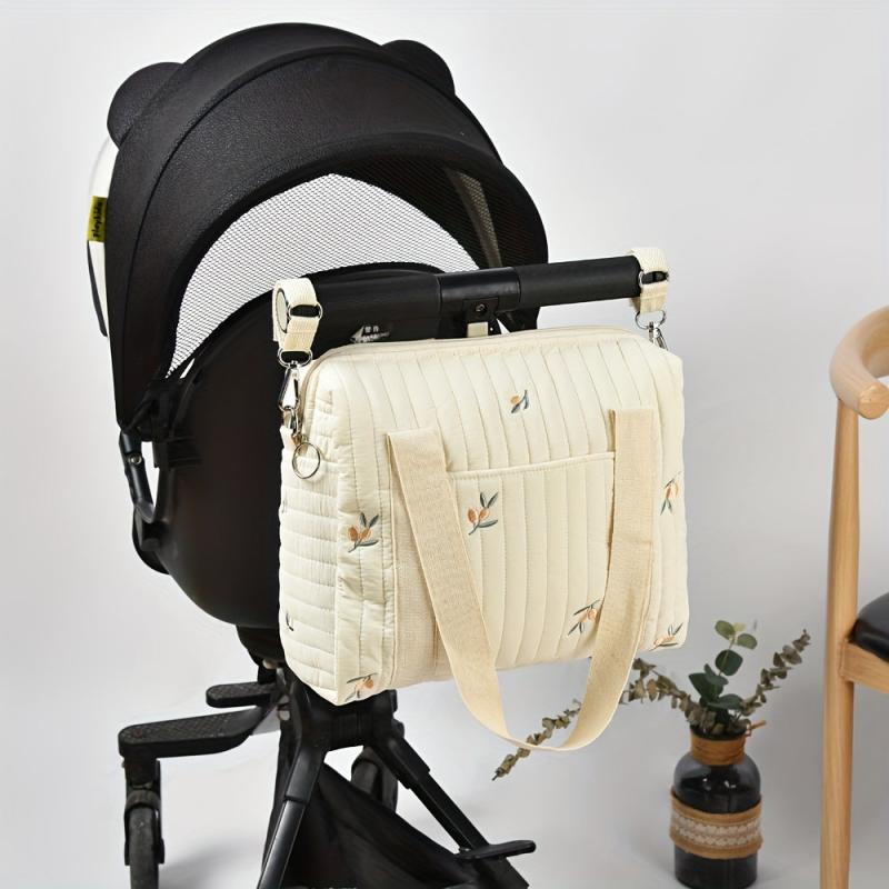 Embroidered Mommy Bag Large Diaper Bag Milk Bottle Organizer