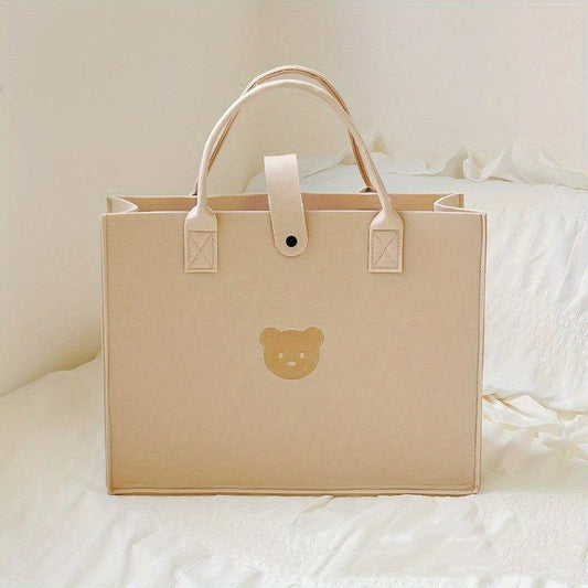 Bear Felt Bag Large Capacity Tote Bag for Mom's Commute & Shopping