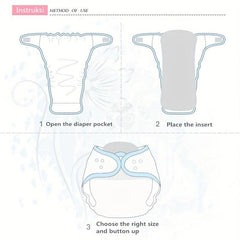 4pcs Reusable Cloth Diapers Girls Boys Washable Nappy Microfiber Inserts